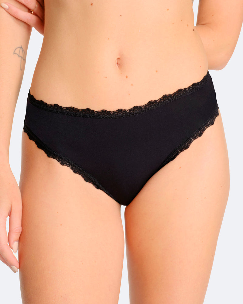 Culotte menstruelle noire en dentelle