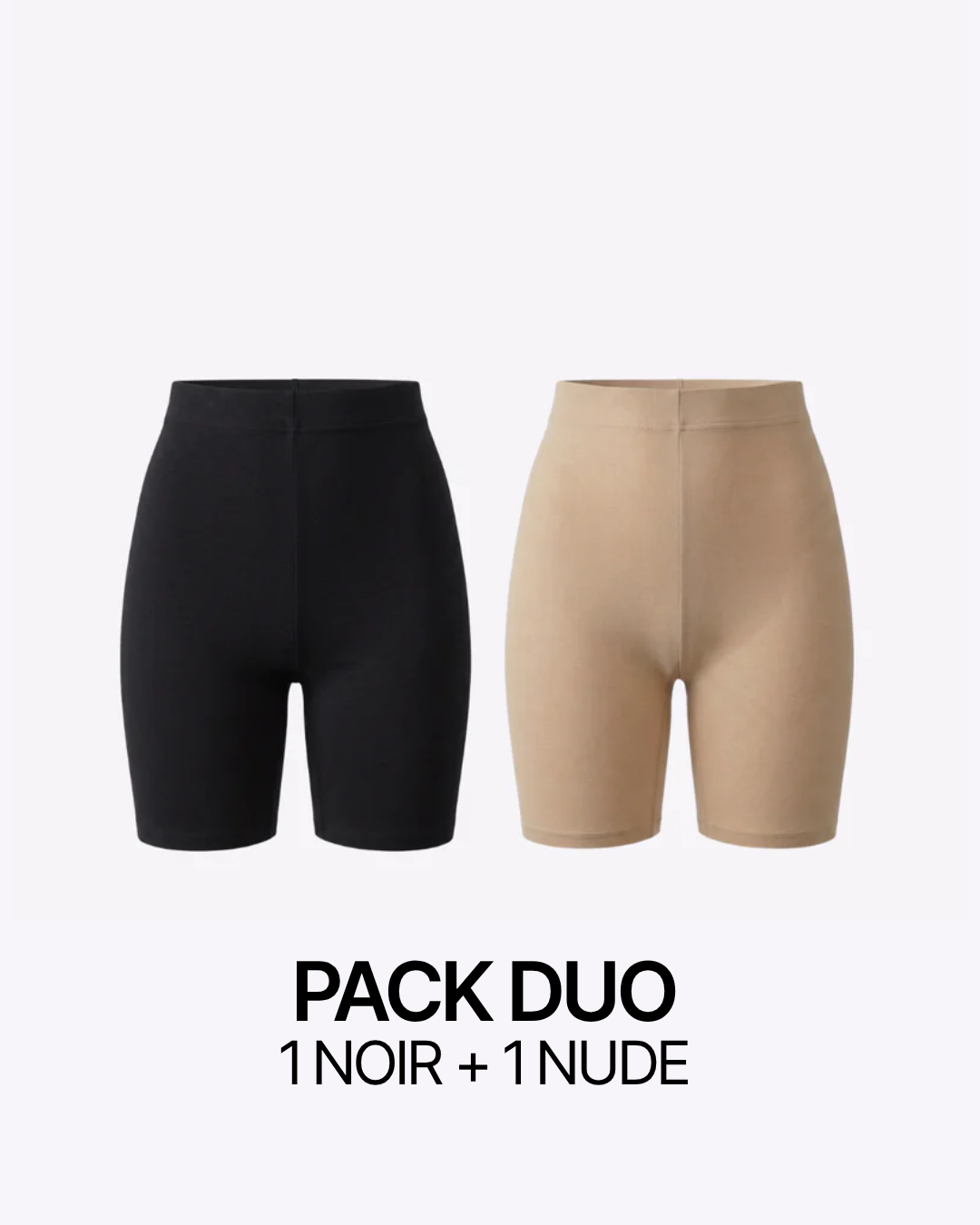Pack Duo Shortys anti-frottements noir et nude