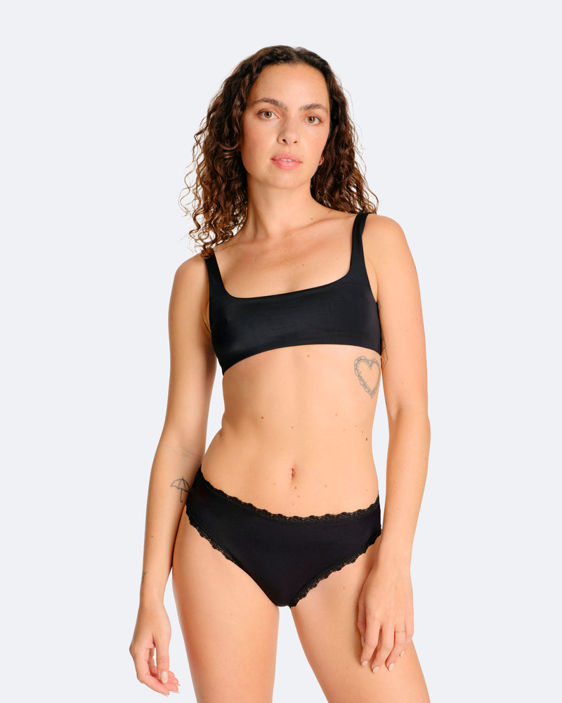 Culotte menstruelle noire en dentelle