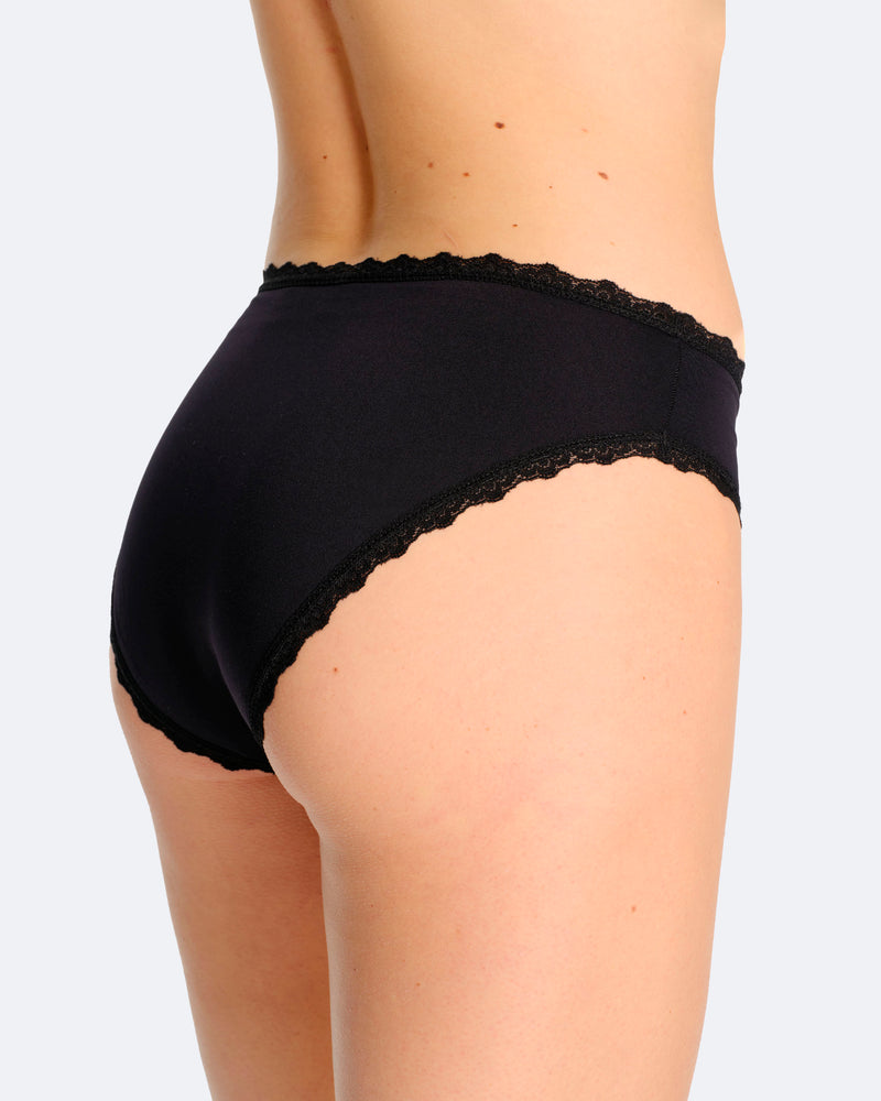 Culotte menstruelle noire en dentelle