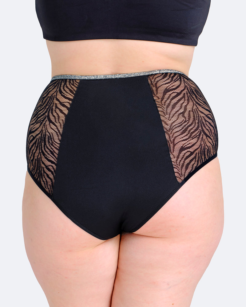 Taille haute menstruelle zebra pailletée