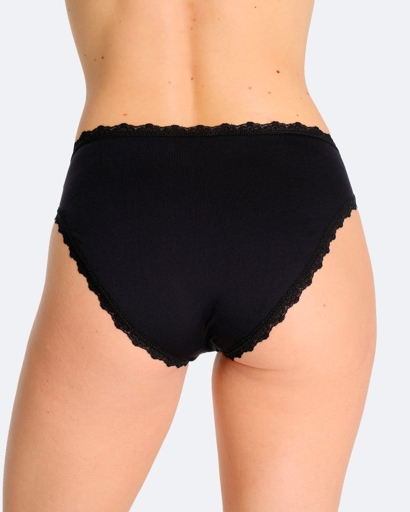 Culotte menstruelle noire en dentelle