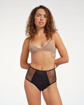 Taille haute menstruelle tulle pois