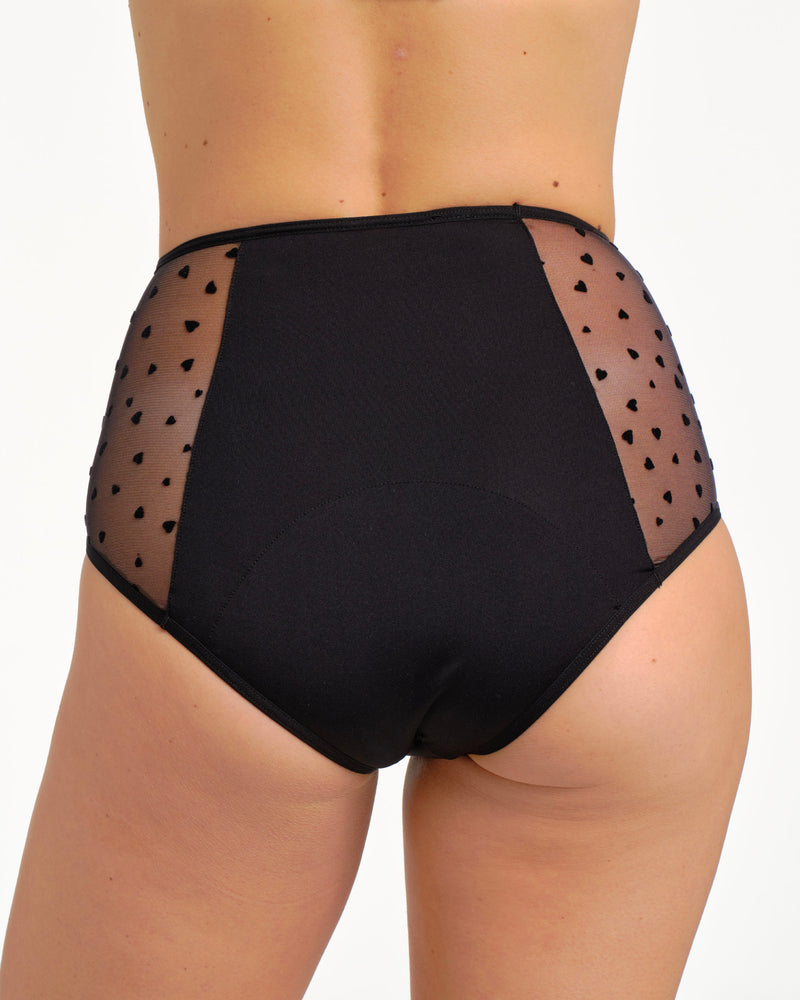 Taille haute menstruelle tulle cœur