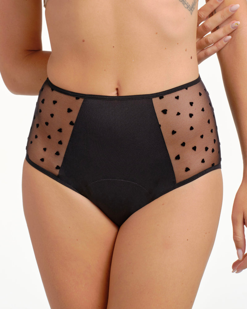 Taille haute menstruelle tulle cœur