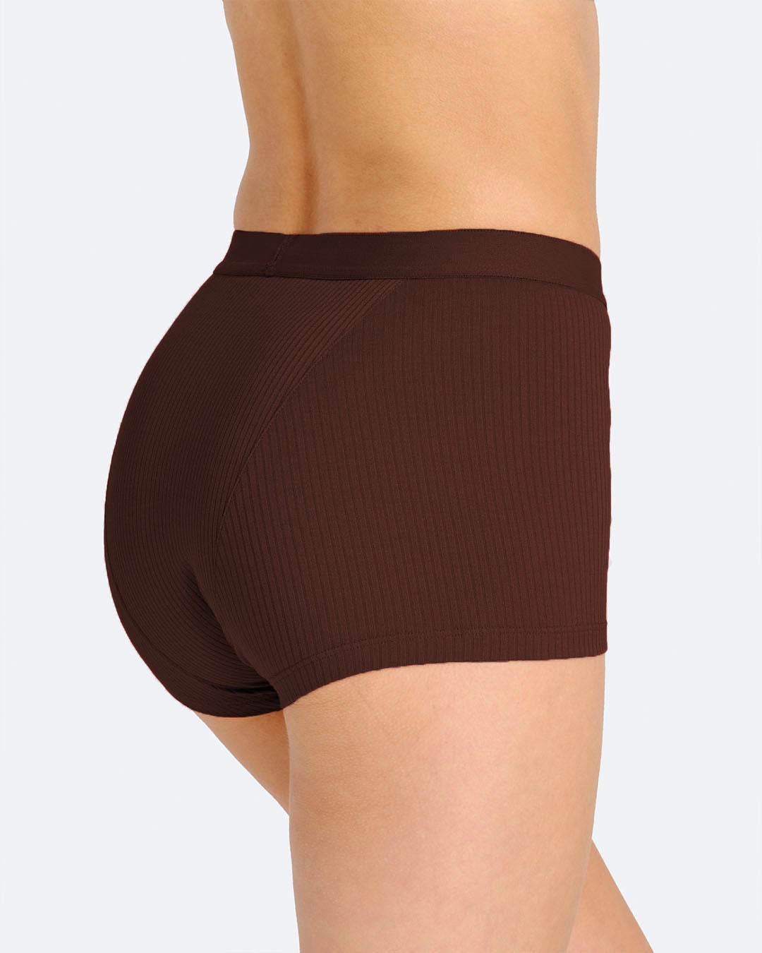 Boxer menstruel côtelé chocolat