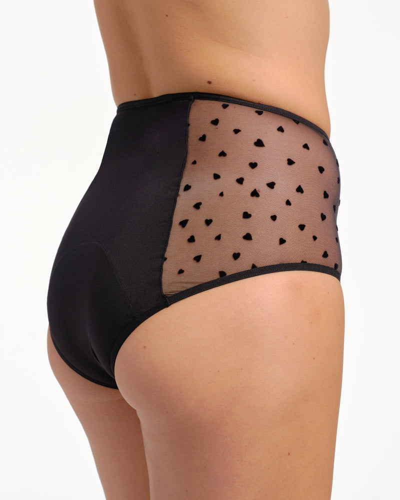 Taille haute menstruelle tulle cœur