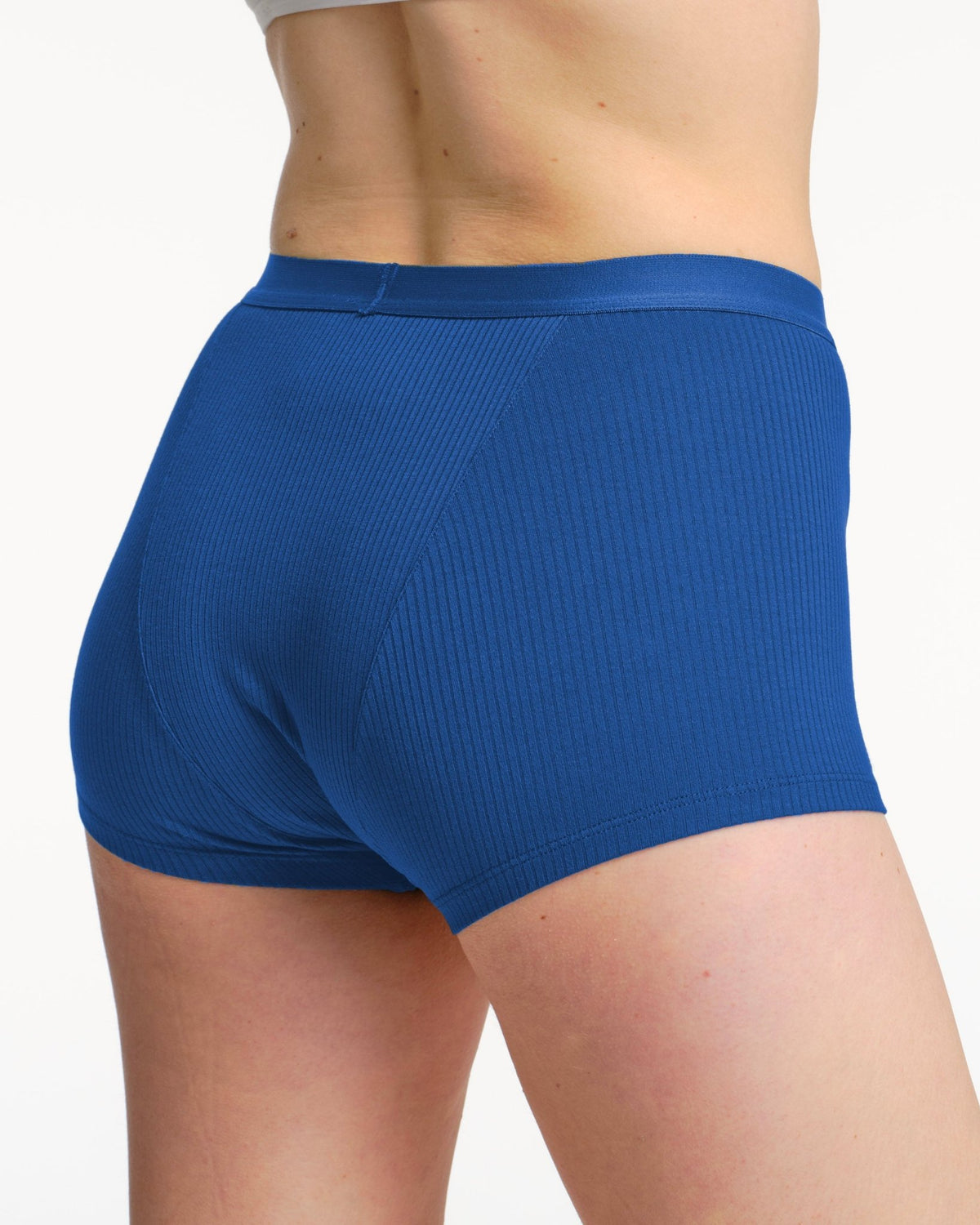 Boxer menstruel côtelé bleu - Moodz.co