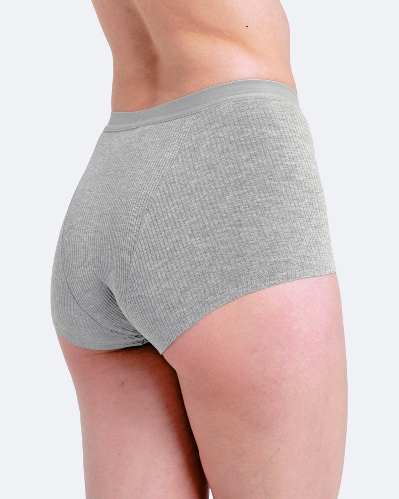 Boxer menstruel côtelé gris chiné - Moodz.co