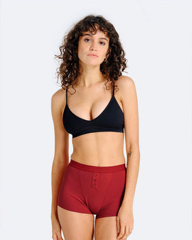 Boxer menstruel côtelé rouge