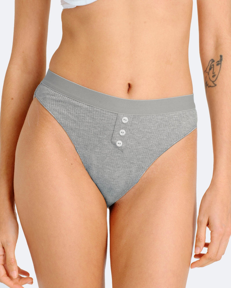 Culotte menstruelle côtelée gris chiné - Moodz.co