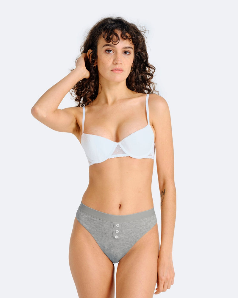 Culotte menstruelle côtelée gris chiné - Moodz.co