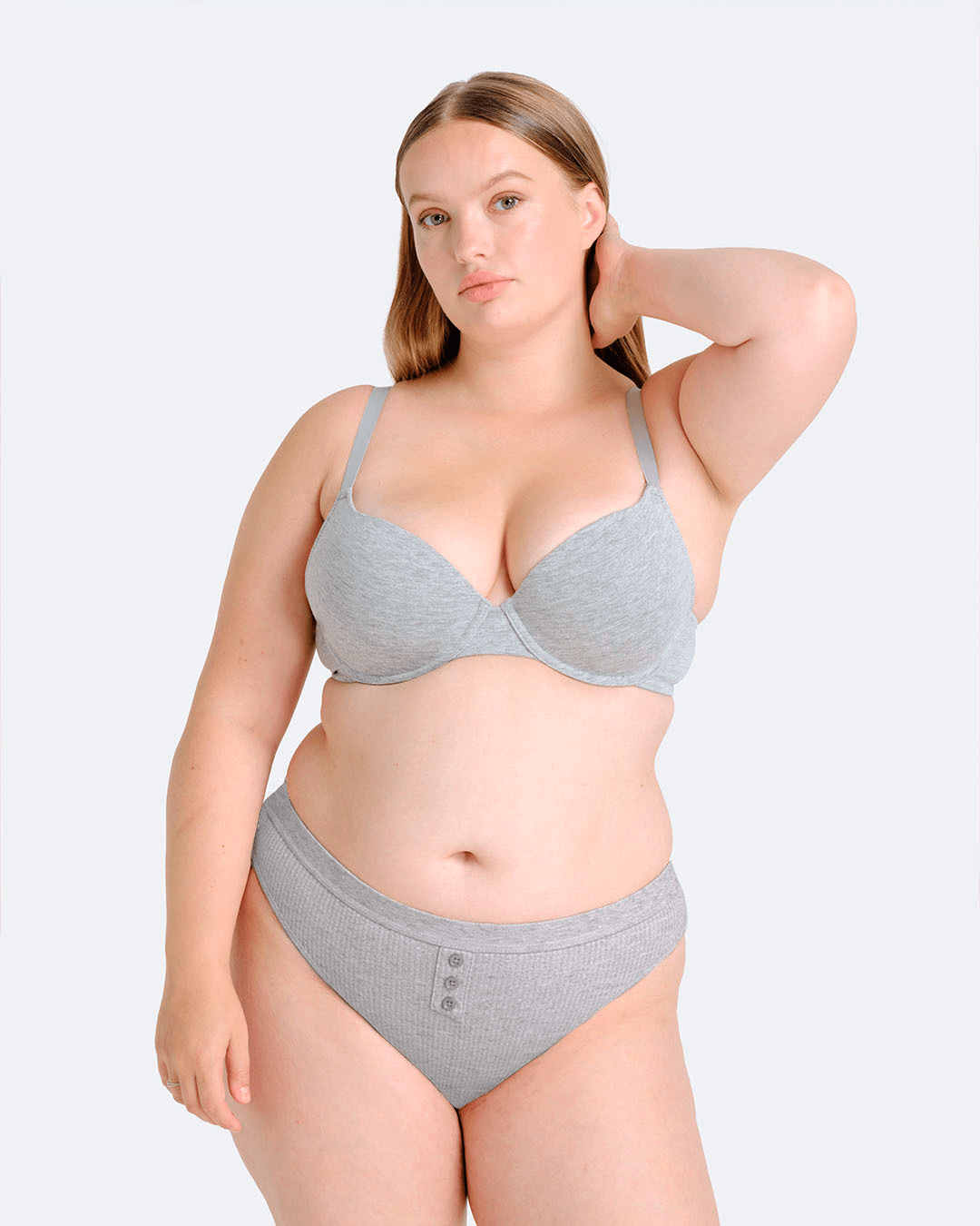 Culotte menstruelle c™telŽe gris chinŽ - Moodz.co