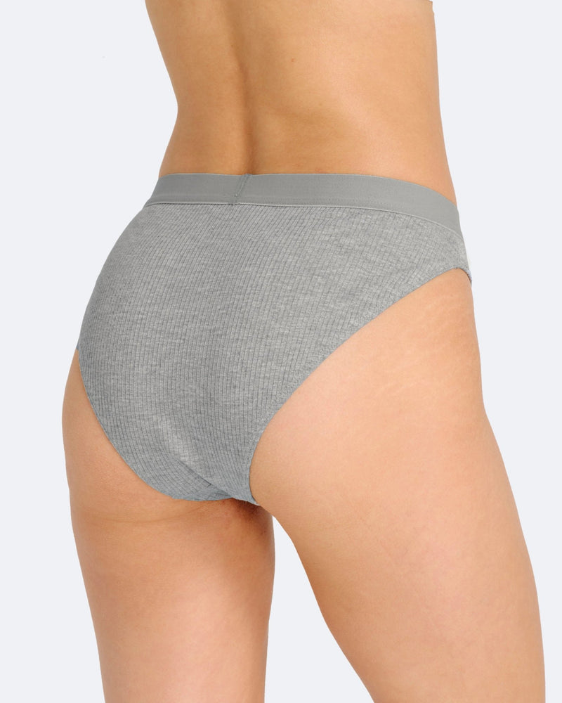 Culotte menstruelle côtelée gris chiné - Moodz.co