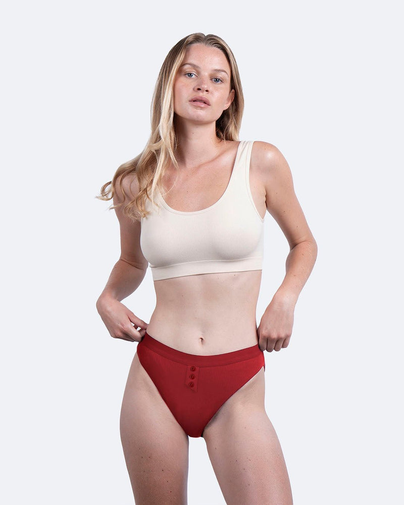 Culotte menstruelle côtelée rouge - Moodz.co