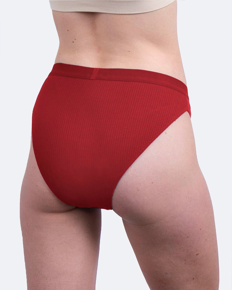 Culotte menstruelle côtelée rouge - Moodz.co