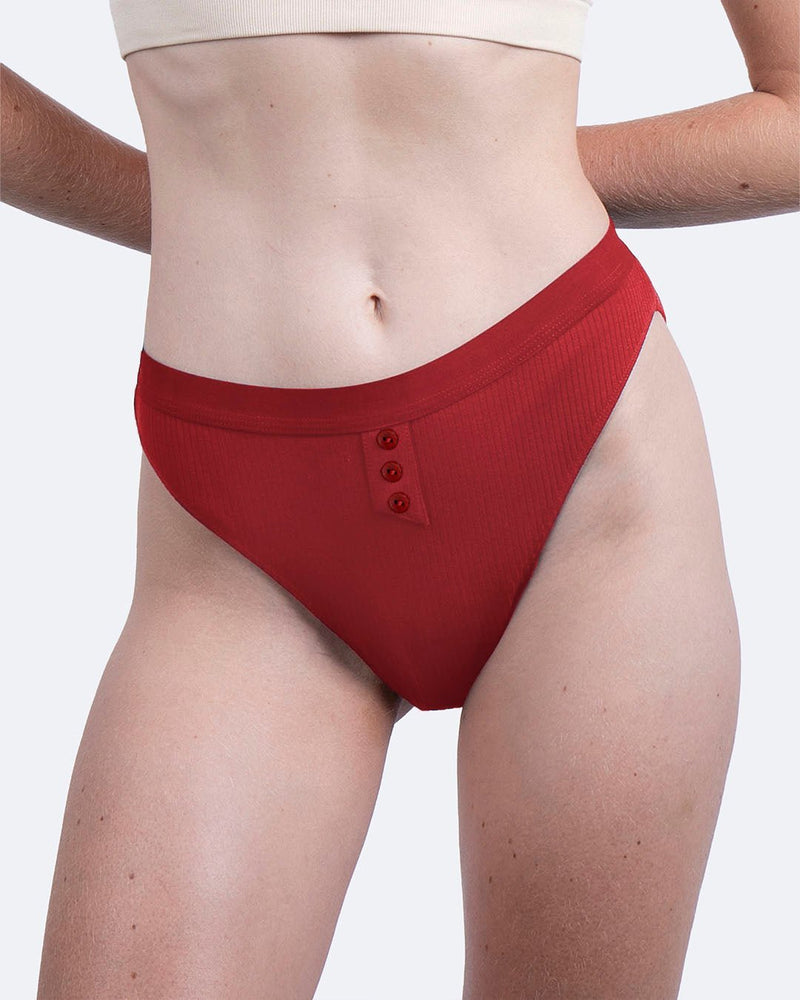 Culotte menstruelle côtelée rouge - Moodz.co