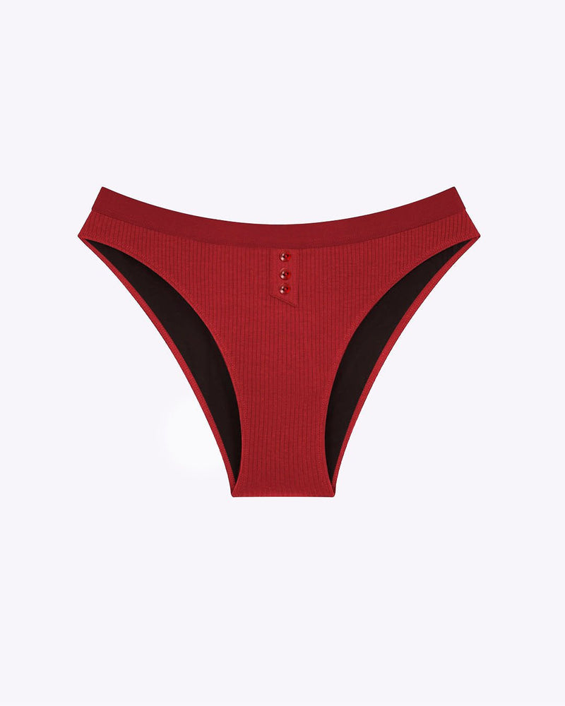 Culotte menstruelle côtelée rouge - Moodz.co