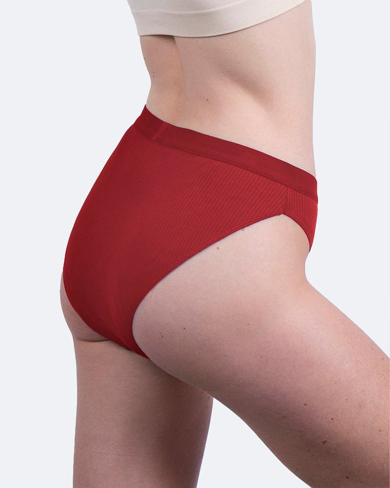 Culotte menstruelle côtelée rouge - Moodz.co
