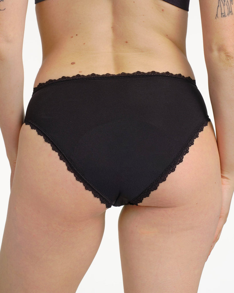 Culotte menstruelle noire en dentelle - Moodz.co