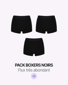 Pack menstruel trio boxers noirs - Moodz.co