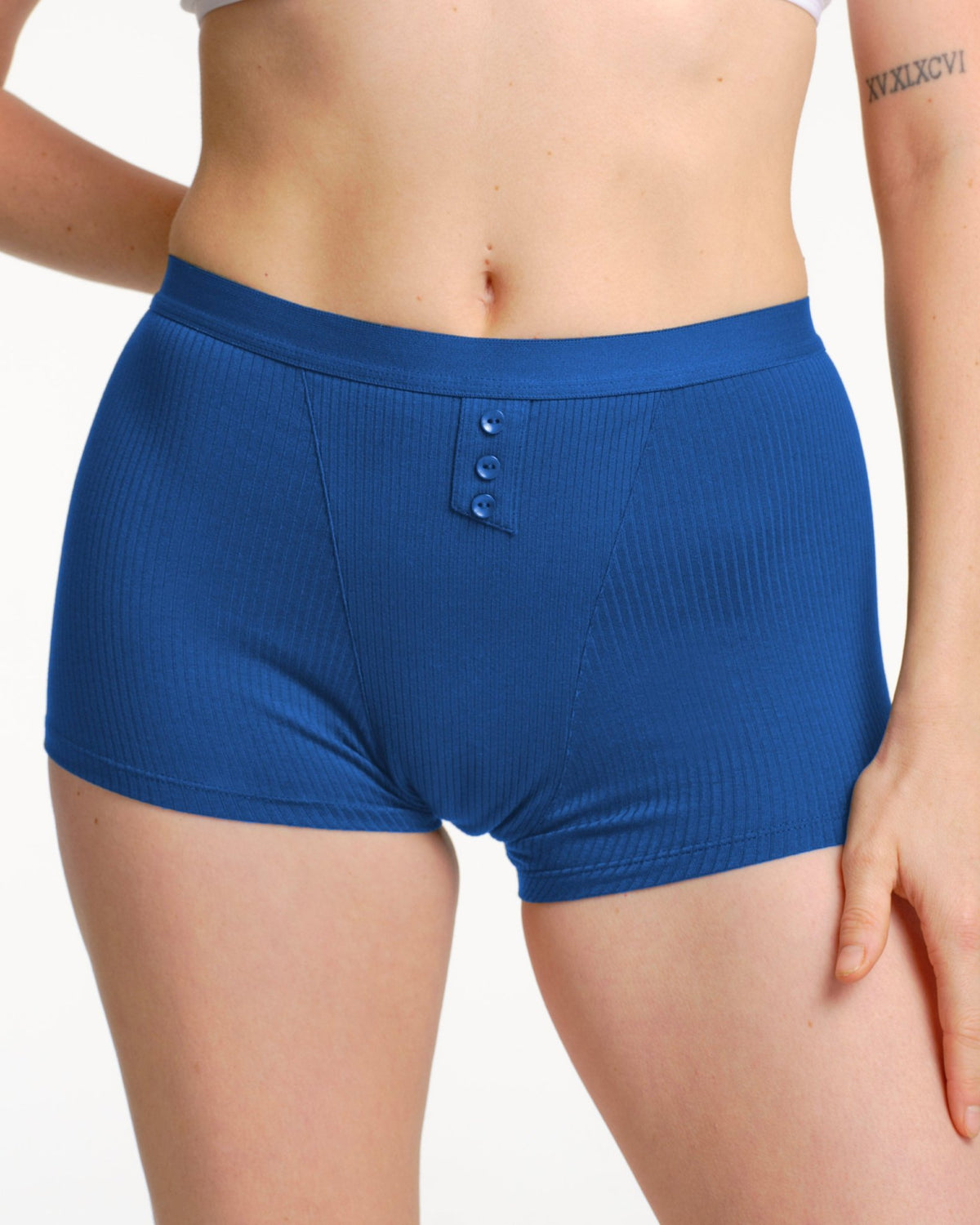 Pack menstruels trio boxers menstruels côtelés bleus - Moodz.co