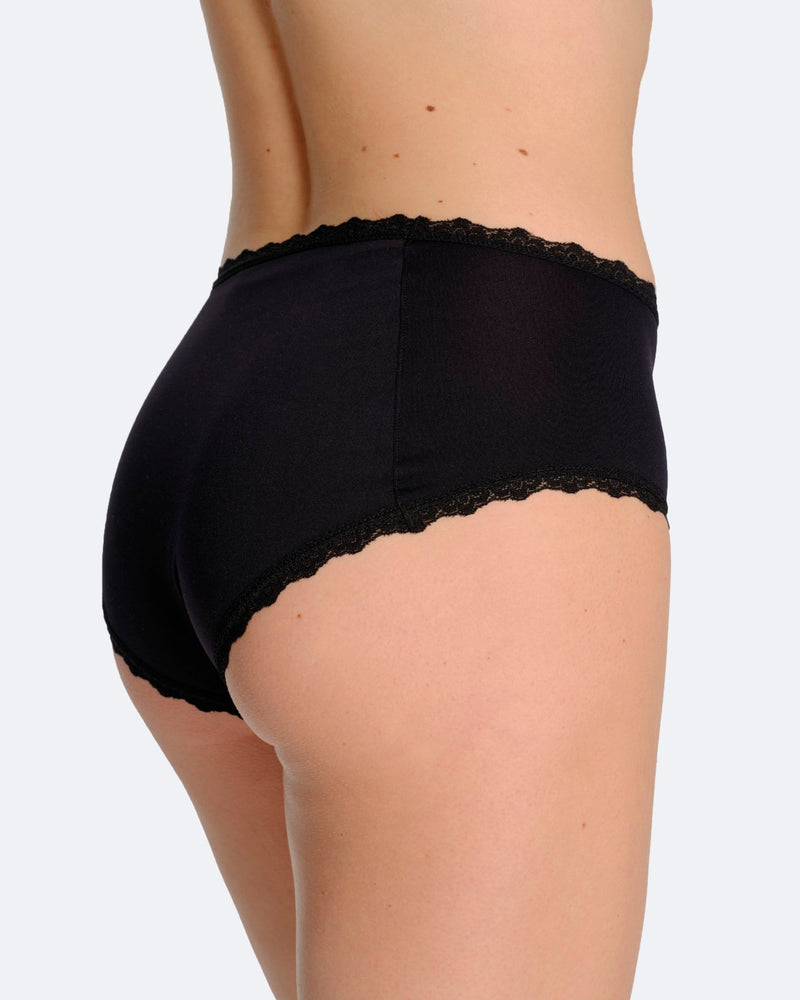 Shorty menstruel noir en dentelle - Moodz.co