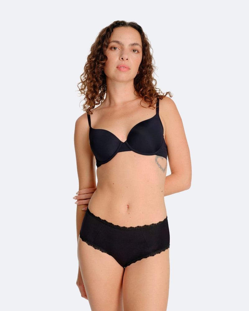Shorty menstruel noir en dentelle - Moodz.co