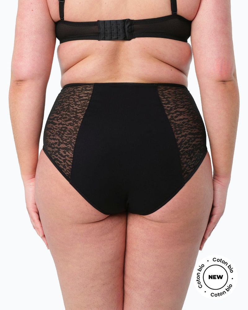 Taille haute menstruelle dentelle noire - Moodz.co