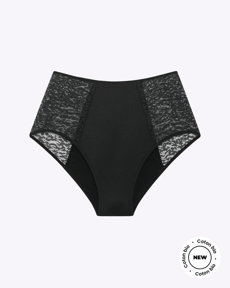 Taille haute menstruelle dentelle noire - Moodz.co