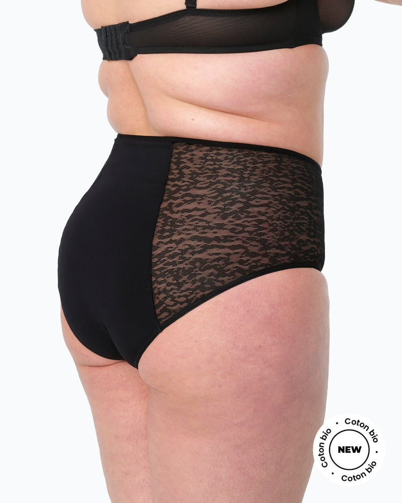 Taille haute menstruelle dentelle noire - Moodz.co