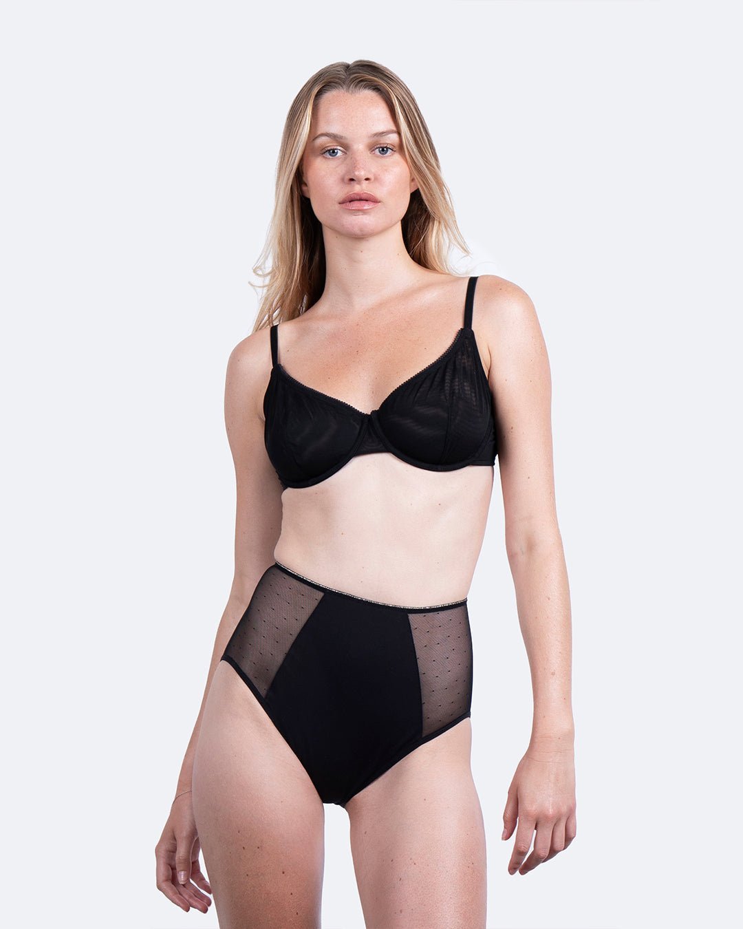 Taille haute menstruelle plumetis - Moodz.co