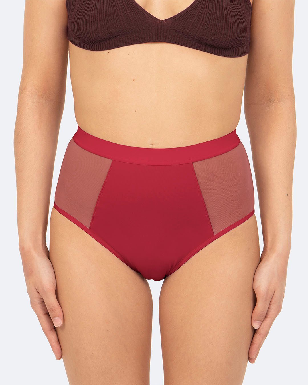Taille haute menstruelle tulle cerise - Moodz.co