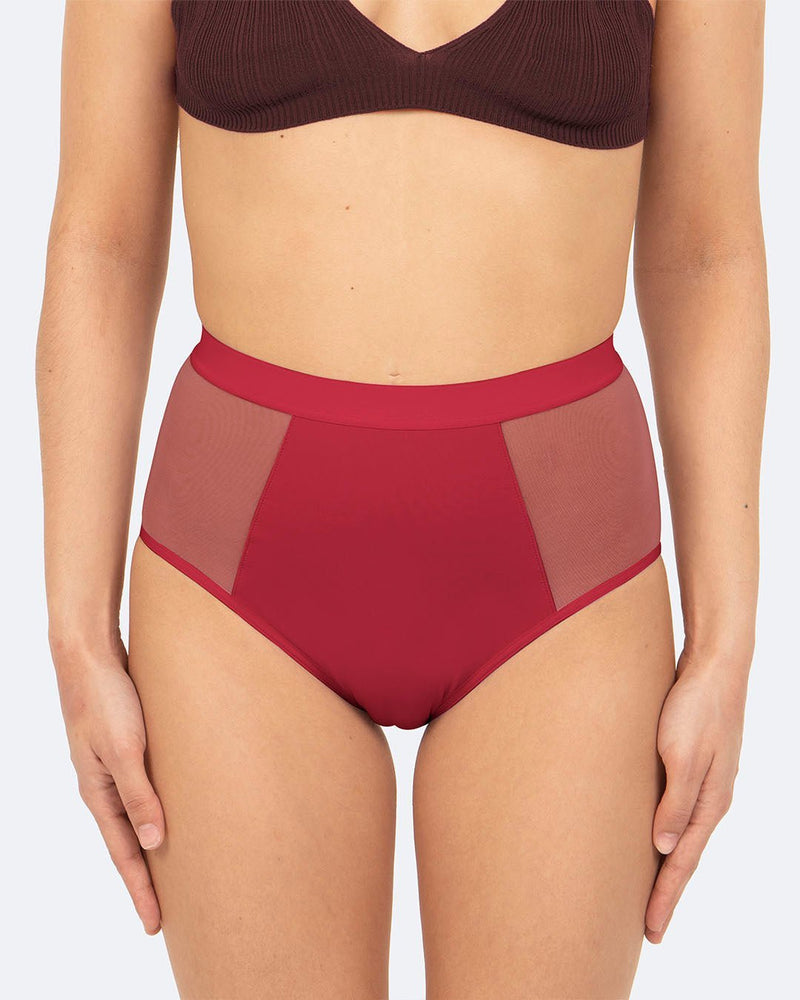 Taille haute menstruelle tulle cerise - Moodz.co