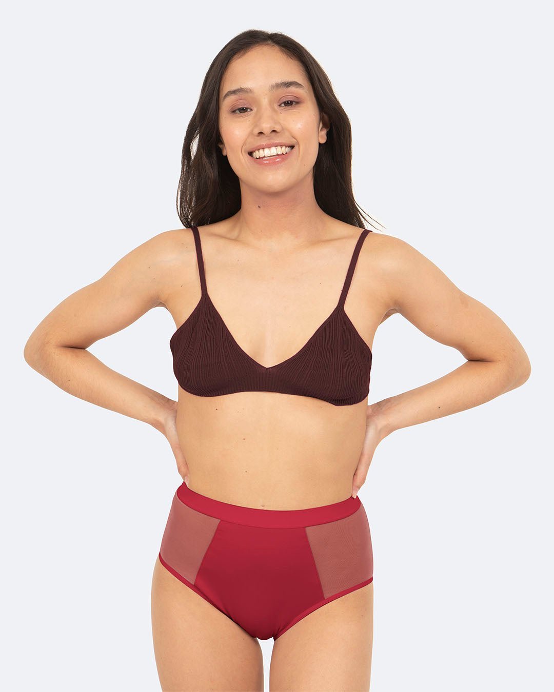 Taille haute menstruelle tulle cerise - Moodz.co