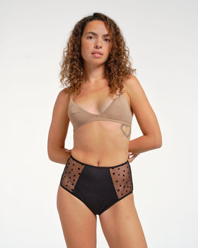 Taille haute menstruelle tulle cÏur - Moodz.co