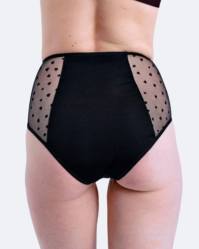 Taille haute menstruelle tulle coeur - Moodz.co