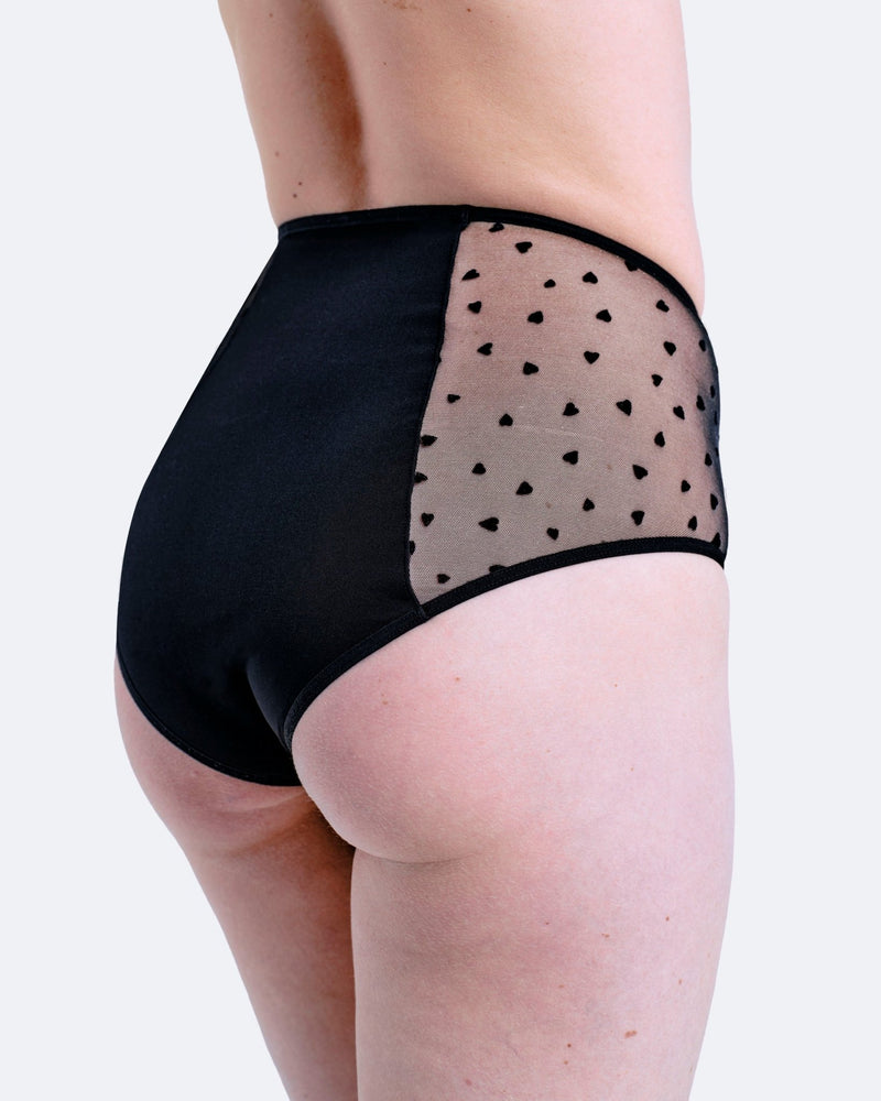 Taille haute menstruelle tulle coeur - Moodz.co