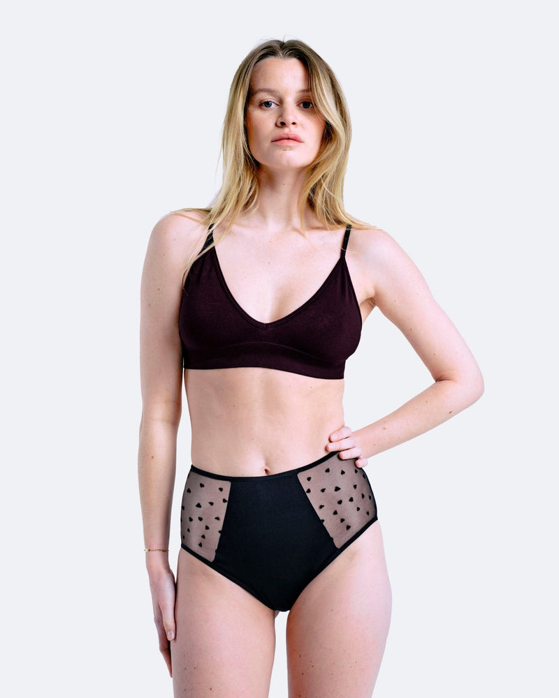 Taille haute menstruelle tulle coeur - Moodz.co