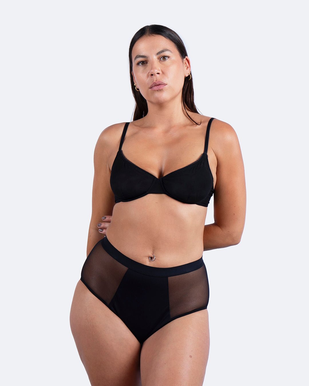 Taille haute menstruelle tulle noire - Moodz.co