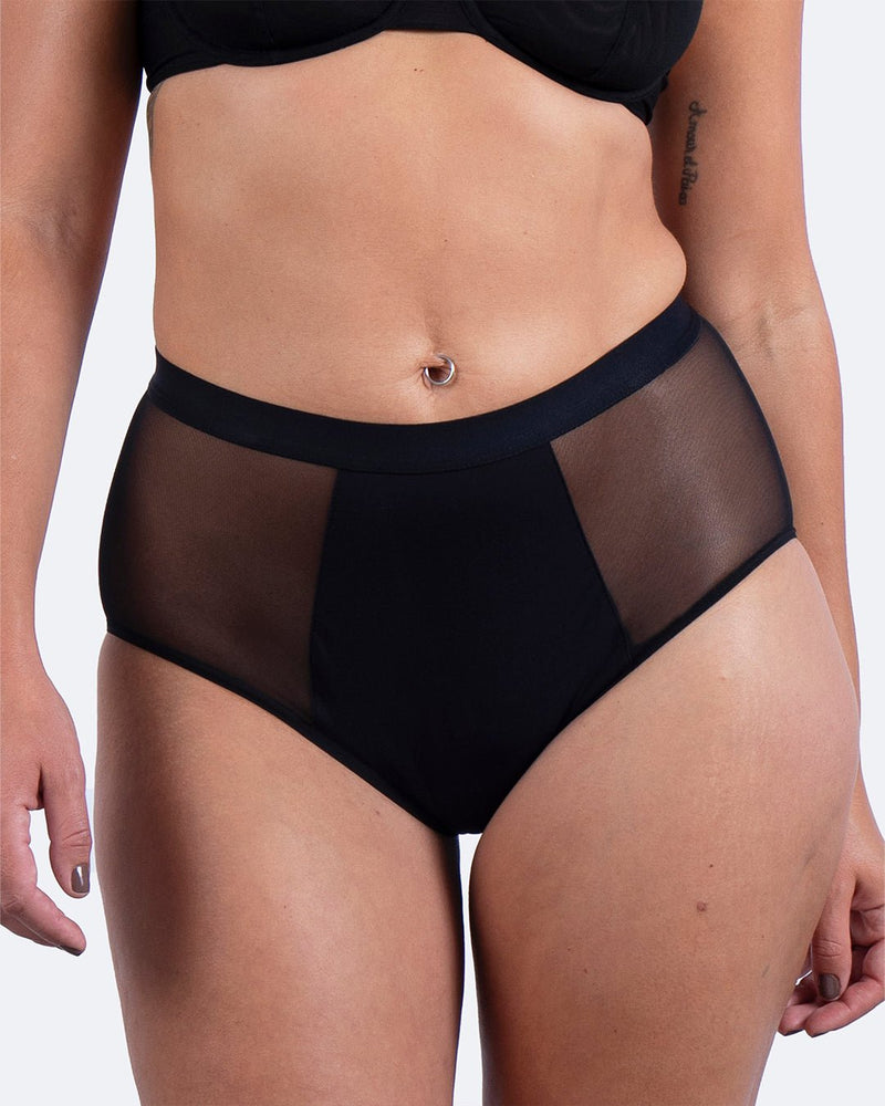 Taille haute menstruelle tulle noire - Moodz.co