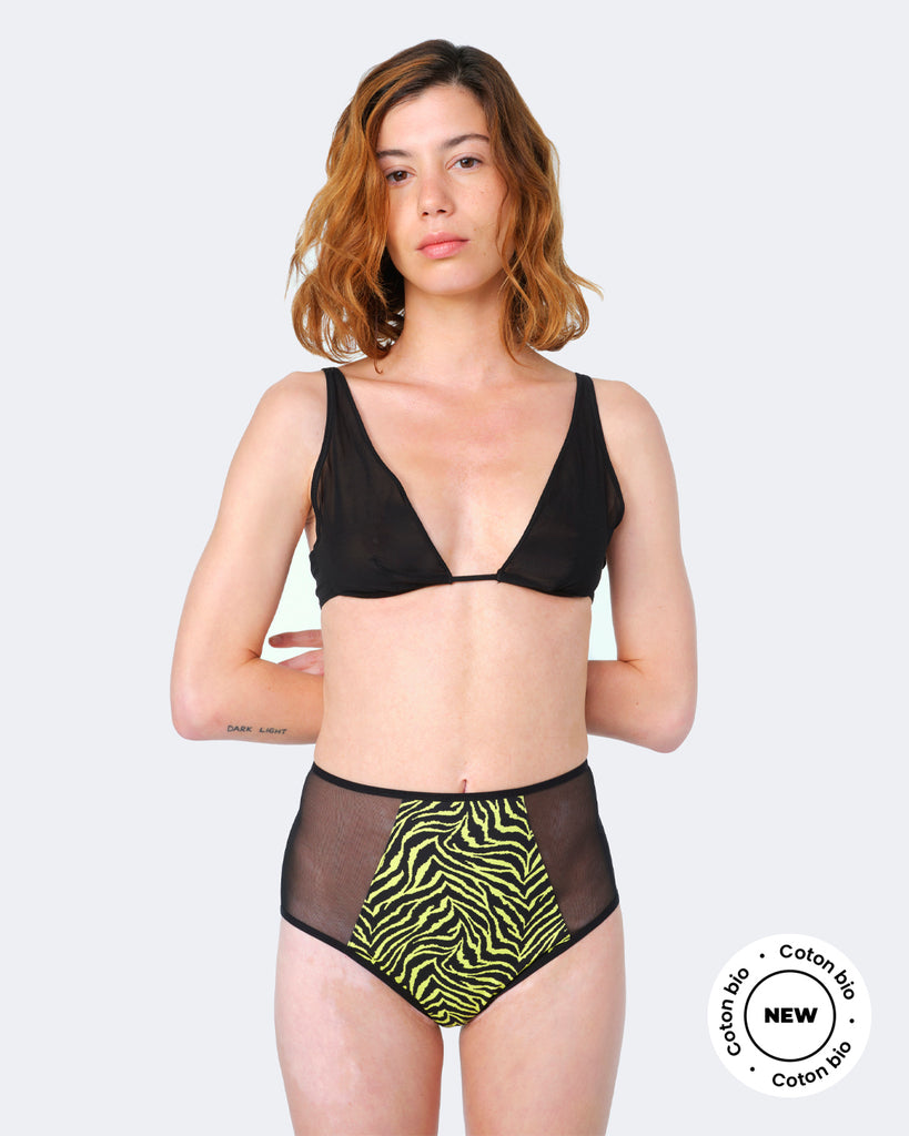 Culotte menstruelle taille haute zèbre