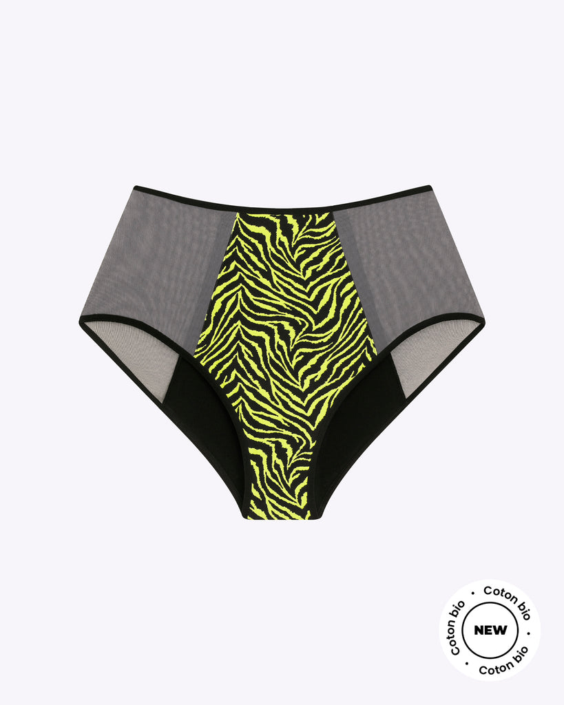 Culotte menstruelle taille haute zèbre