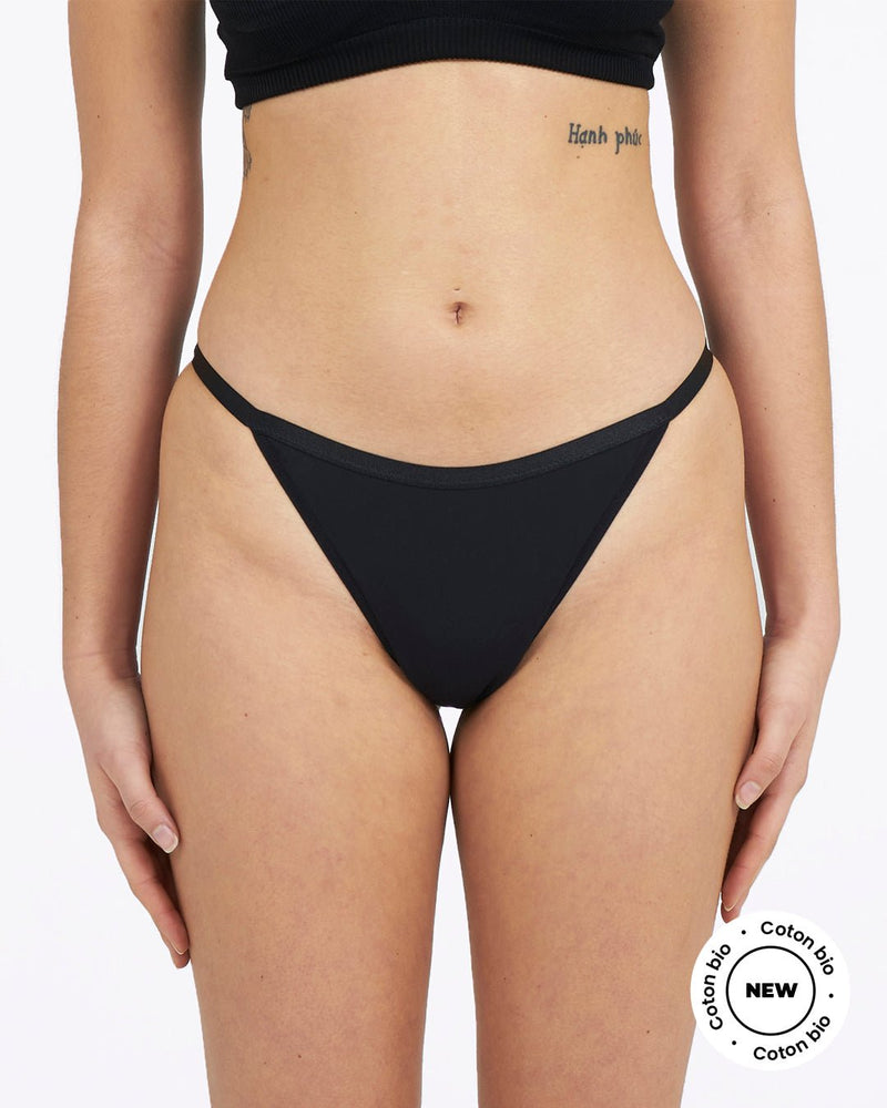 Culotte menstruelle ficelle noire - Moodz.co